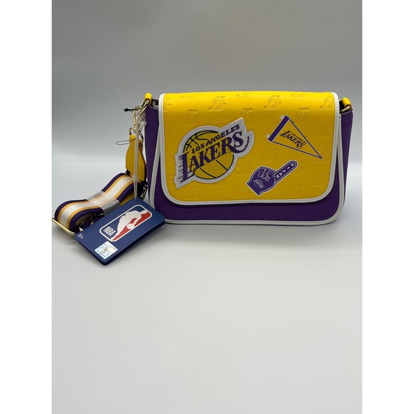 Loungefly Handbags - Loungefly NBA Los Angeles Lakers Crossbody Bag Purple Yellow NBATB0005 New